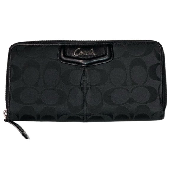 Coach Black Ashley Signature Accordion Zipper Wallet - Picture 1 of 9